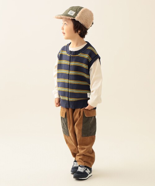 BEAMS mini（ビームスミニ）の「ボーダー ニット ベスト 2025FW（90～140cm）（ベスト・キッズ・ホワイト系その他5/ネイビー・(130~140)/M(110～120)/S(90～100)）」の3枚目の写真