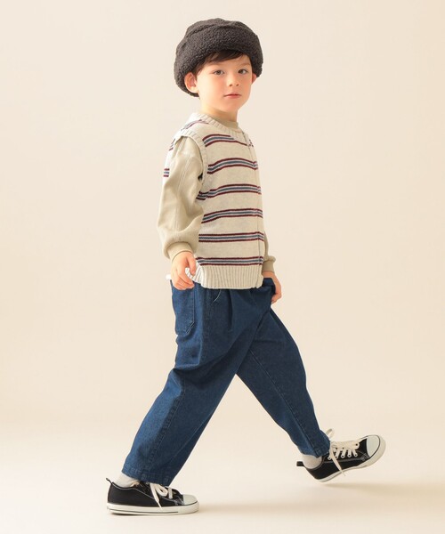 BEAMS mini（ビームスミニ）の「ボーダー ニット ベスト 2025FW（90～140cm）（ベスト・キッズ・ホワイト系その他5/ネイビー・(130~140)/M(110～120)/S(90～100)）」の8枚目の写真