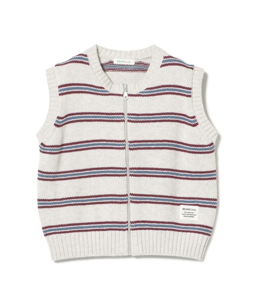 BEAMS mini（ビームスミニ）の「ボーダー ニット ベスト 2025FW（90～140cm）（ベスト・キッズ・ホワイト系その他5/ネイビー・(130~140)/M(110～120)/S(90～100)）」の19枚目の写真