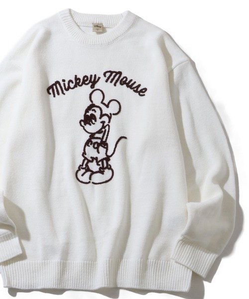 ホワイトセーター キャラクター刺繍 セール】【Disney/ディズニー】アートワークデザイン ループ刺繍