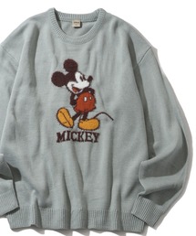 【Disney/ディズニー】アートワークデザイン ループ刺繍&シャギー ジャガードニット