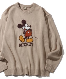 【Disney/ディズニー】アートワークデザイン ループ刺繍&シャギー ジャガードニット