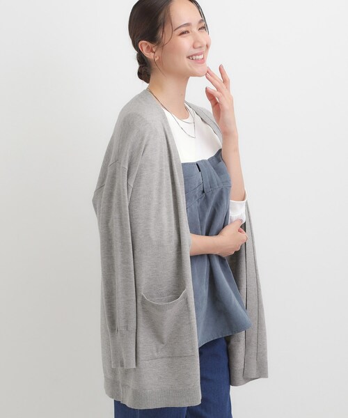SHOO・LA・RUE(シューラルー)の「【洗える/体型カバー】もちもちタッチが心地よい トッパーカーディガン(カーディガン/ボレロ・レディース・グレー/ブルー系その他/レッド系1/ブラック・00)」の3枚目の写真