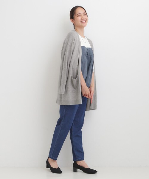 SHOO・LA・RUE(シューラルー)の「【洗える/体型カバー】もちもちタッチが心地よい トッパーカーディガン(カーディガン/ボレロ・レディース・グレー/ブルー系その他/レッド系1/ブラック・00)」の7枚目の写真