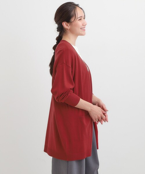SHOO・LA・RUE(シューラルー)の「【洗える/体型カバー】もちもちタッチが心地よい トッパーカーディガン(カーディガン/ボレロ・レディース・グレー/ブルー系その他/レッド系1/ブラック・00)」の14枚目の写真
