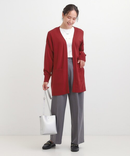 SHOO・LA・RUE(シューラルー)の「【洗える/体型カバー】もちもちタッチが心地よい トッパーカーディガン(カーディガン/ボレロ・レディース・グレー/ブルー系その他/レッド系1/ブラック・00)」の15枚目の写真
