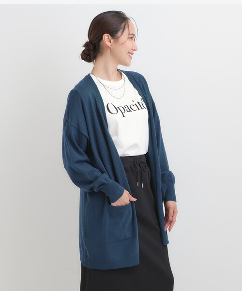 SHOO・LA・RUE(シューラルー)の「【洗える/体型カバー】もちもちタッチが心地よい トッパーカーディガン(カーディガン/ボレロ・レディース・グレー/ブルー系その他/レッド系1/ブラック・00)」の18枚目の写真