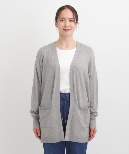 SHOO・LA・RUE(シューラルー)の「【洗える/体型カバー】もちもちタッチが心地よい トッパーカーディガン(カーディガン/ボレロ・レディース・グレー/ブルー系その他/レッド系1/ブラック・00)」の21枚目の写真