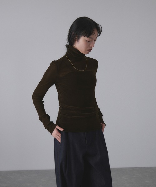 ADAM ET ROPE'（アダムエロペ）の「フロッキーチュールタートルネックプルオーバー（Tシャツ/カットソー・レディース・ダークブラウン/ホワイト系その他2/ブルー系その他6・FREE）」の9枚目の写真