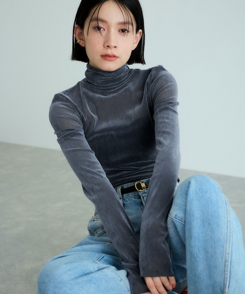 ADAM ET ROPE'（アダムエロペ）の「フロッキーチュールタートルネックプルオーバー（Tシャツ/カットソー・レディース・ダークブラウン/ホワイト系その他2/ブルー系その他6・FREE）」の15枚目の写真