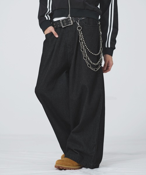 ワイドタックマルチカラーデニム【UNISEX】（デニムパンツ