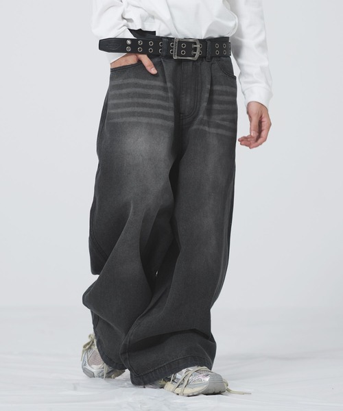 pinue 2024aw タックワイドデニム(black) Sサイズ GU公式 | タック