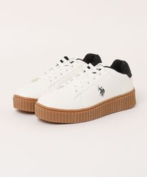 【U.S. POLO ASSN./ユーエスポロアッスン】【上質なPUレザーの高級感】厚底ボリュームソール ワンポイント ローカットスニーカー