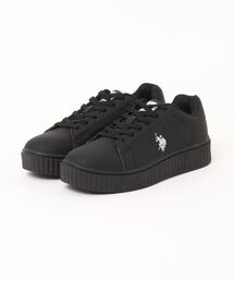 【U.S. POLO ASSN./ユーエスポロアッスン】【上質なPUレザーの高級感】厚底ボリュームソール ワンポイント ローカットスニーカー