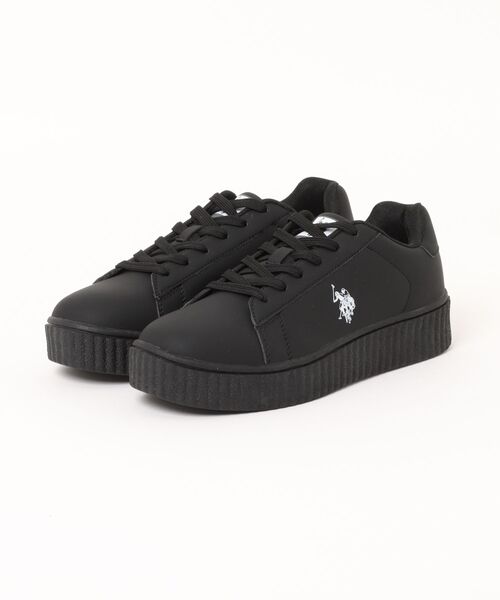 U.S. POLO ASSN.(ユーエスポロアッスン)の「【U.S. POLO ASSN./ユーエスポロアッスン】【上質なPUレザーの高級感】厚底ボリュームソール ワンポイント ローカットスニーカー(スニーカー・メンズ・ホワイト/ネイビー/ブラック・25cm/26cm/26.5cm/27cm/25.5cm)」の2枚目の写真