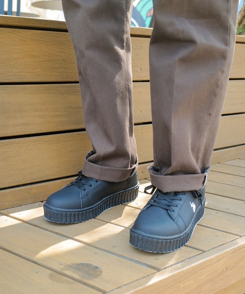 U.S. POLO ASSN.(ユーエスポロアッスン)の「【U.S. POLO ASSN./ユーエスポロアッスン】【上質なPUレザーの高級感】厚底ボリュームソール ワンポイント ローカットスニーカー(スニーカー・メンズ・ホワイト/ネイビー/ブラック・25cm/26cm/26.5cm/27cm/25.5cm)」の10枚目の写真