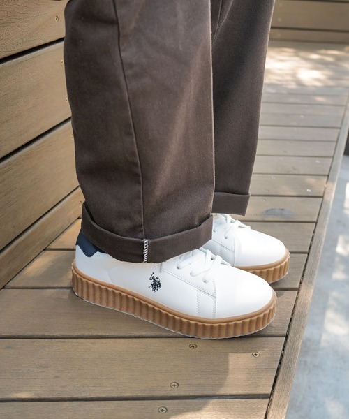 U.S. POLO ASSN.(ユーエスポロアッスン)の「【U.S. POLO ASSN./ユーエスポロアッスン】【上質なPUレザーの高級感】厚底ボリュームソール ワンポイント ローカットスニーカー(スニーカー・メンズ・ホワイト/ネイビー/ブラック・25cm/26cm/26.5cm/27cm/25.5cm)」の17枚目の写真
