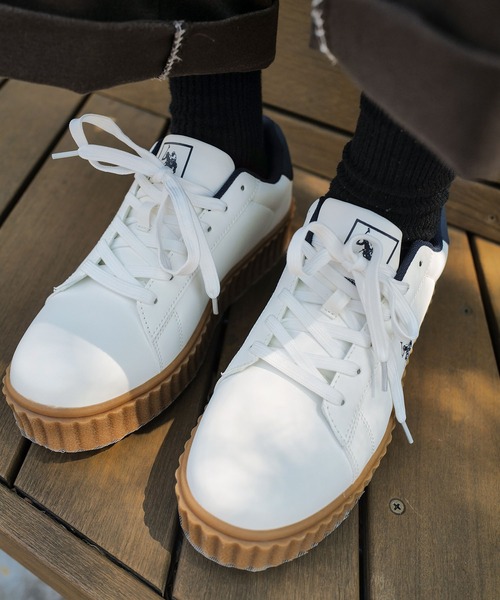 U.S. POLO ASSN.(ユーエスポロアッスン)の「【U.S. POLO ASSN./ユーエスポロアッスン】【上質なPUレザーの高級感】厚底ボリュームソール ワンポイント ローカットスニーカー(スニーカー・メンズ・ホワイト/ネイビー/ブラック・25cm/26cm/26.5cm/27cm/25.5cm)」の20枚目の写真