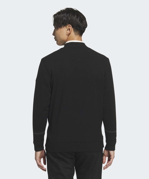 防風性に優れた裏地付きフルジップ ニットセーター【adidas Golf