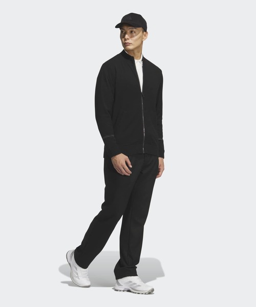 防風性に優れた裏地付きフルジップ ニットセーター【adidas Golf