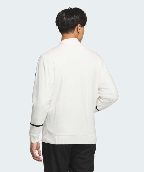 防風性に優れた裏地付きフルジップ ニットセーター【adidas Golf