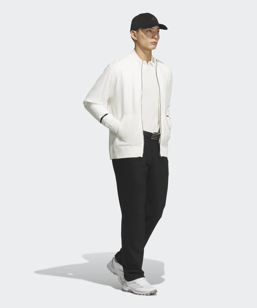 防風性に優れた裏地付きフルジップ ニットセーター【adidas Golf