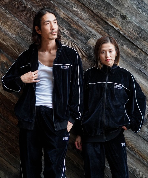 セール】VELOUR TRACK PANTS/THRASHER スラッシャー ベロア トラック