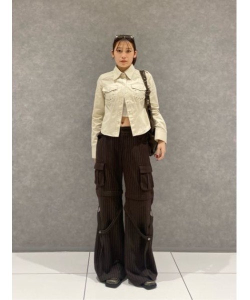 LAGUA GEM（ラグアジェム）の「STRIPE CARGO スラックス（スラックス・レディース・ブラック/ブラウン・X-SMALL/SMALL/MEDIUM）」の10枚目の写真