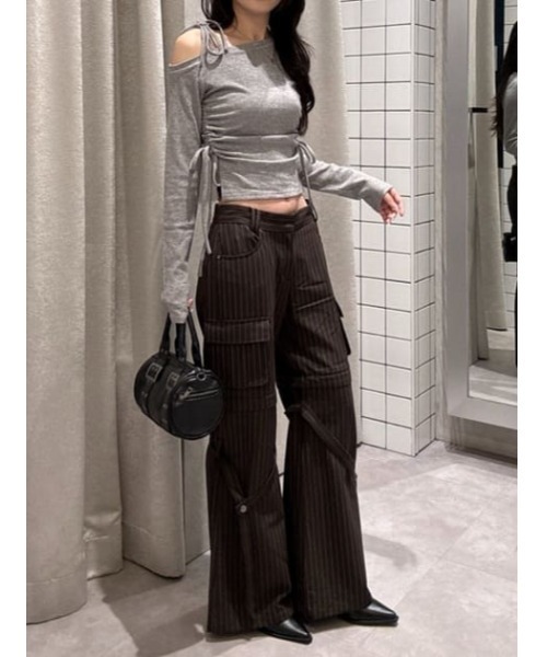 LAGUA GEM（ラグアジェム）の「STRIPE CARGO スラックス（スラックス・レディース・ブラック/ブラウン・X-SMALL/SMALL/MEDIUM）」の11枚目の写真