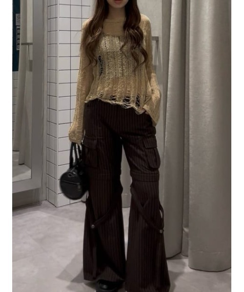 LAGUA GEM（ラグアジェム）の「STRIPE CARGO スラックス（スラックス・レディース・ブラック/ブラウン・X-SMALL/SMALL/MEDIUM）」の8枚目の写真