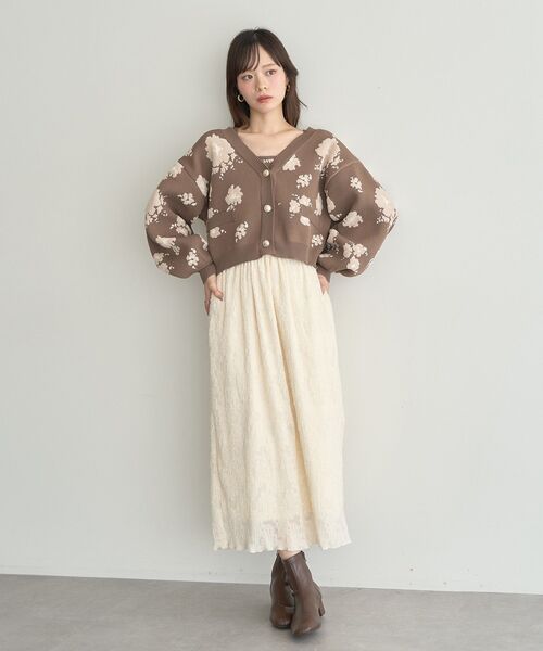 セール】SET2点フラワージャガードカーデ＋ビスチェ（カーディガン