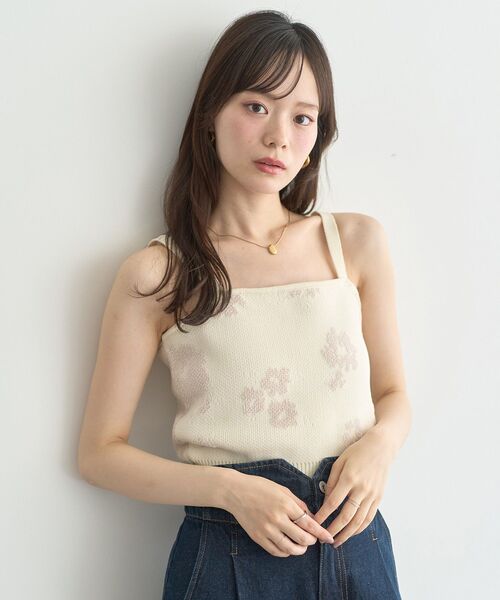 earth music&ecology(アースミュージックアンドエコロジー)の「SET2点フラワージャガードカーデ+ビスチェ(カーディガン/ボレロ・レディース・ブラウン/アイボリー・FREE)」の16枚目の写真