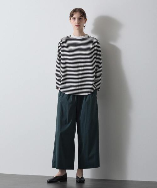 LOGEMENT DE CLAIRE（ロジュモンドクレール）の「定番ラウンドヘムロングTシャツ（Tシャツ/カットソー・レディース・モカ/ホワイト×ブラック/オフホワイト/ブラック・FREE）」の22枚目の写真