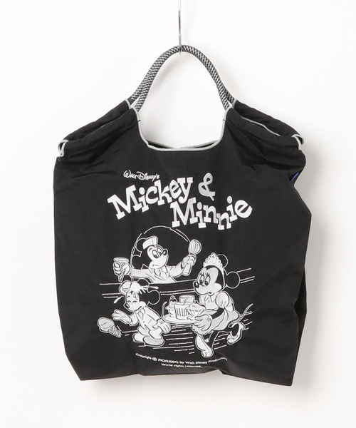 Ball&Chain（ボールアンドチェーン）の「[Ball&Chain]shopping bag-MICKEY＆MINNIE(M)（エコバッグ/サブバッグ・レディース・ブラック/ベージュ・M）」の12枚目の写真