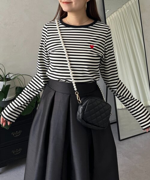 prose verse(プロズヴェール)の「ハート刺繍ボーダーロンT(Tシャツ/カットソー・レディース・ブラック系その他2/ブラック系その他・LARGE/MEDIUM)」の7枚目の写真