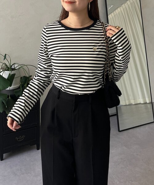 prose verse(プロズヴェール)の「ハート刺繍ボーダーロンT(Tシャツ/カットソー・レディース・ブラック系その他2/ブラック系その他・LARGE/MEDIUM)」の14枚目の写真