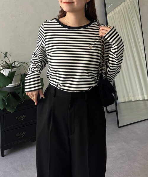 prose verse(プロズヴェール)の「ハート刺繍ボーダーロンT(Tシャツ/カットソー・レディース・ブラック系その他2/ブラック系その他・LARGE/MEDIUM)」の15枚目の写真