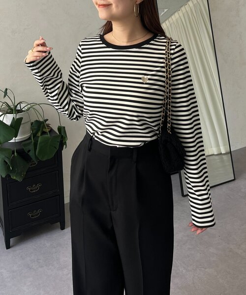 prose verse(プロズヴェール)の「ハート刺繍ボーダーロンT(Tシャツ/カットソー・レディース・ブラック系その他2/ブラック系その他・LARGE/MEDIUM)」の18枚目の写真