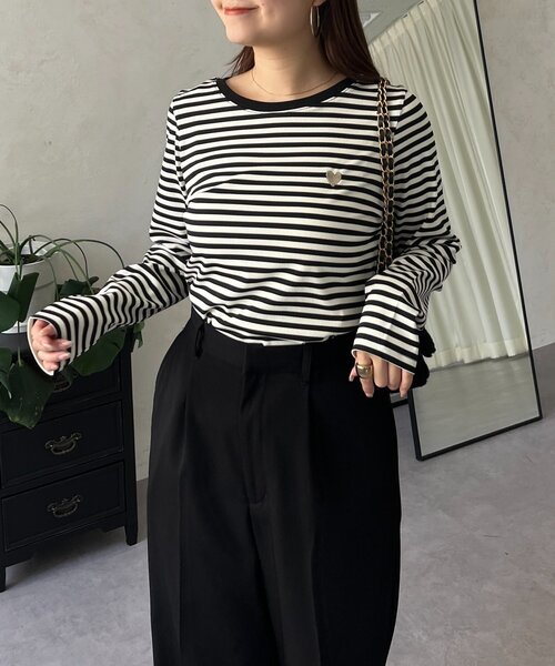 prose verse(プロズヴェール)の「ハート刺繍ボーダーロンT(Tシャツ/カットソー・レディース・ブラック系その他2/ブラック系その他・LARGE/MEDIUM)」の20枚目の写真