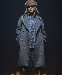 EFFECTEN(GtFNe)mj11115- Shaggy wool double breasted long coat OPR[g(ef404-03)(s[R[g)