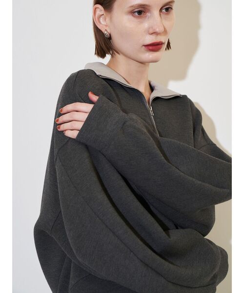 ELENDEEK（エレンディーク）の「ハーフジップカットソー（Tシャツ/カットソー・レディース・ネイビー/ブラウン/グレー・FREE）」の2枚目の写真