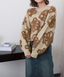 libelle more（リベル モア）の「BIGフラワー柄ジャガードニットプルオーバー（ニット/セーター）」