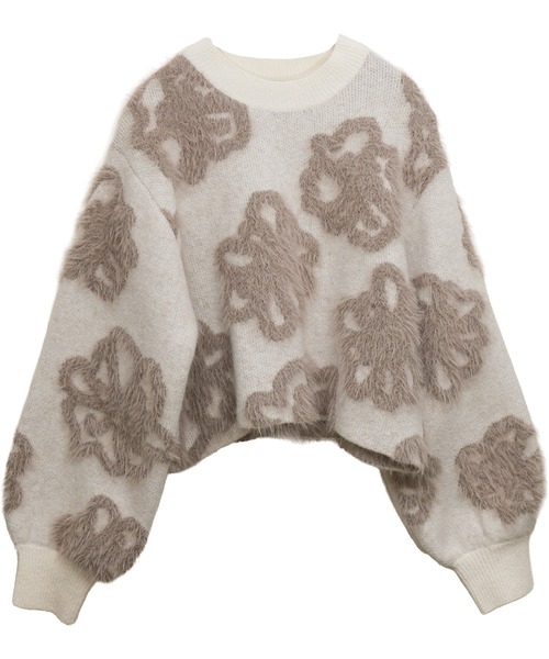 libelle more(リベル モア)の「BIGフラワー柄ジャガードニットプルオーバー(ニット/セーター・レディース・ベージュ/ブラック/オフホワイト/杢グレー・M)」の14枚目の写真