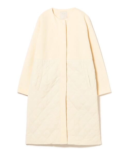 B:MING by BEAMS（ビーミングバイビームス）の「ドッキング コート（ノーカラーコート・レディース・オリーブ/ブラック/ホワイト系その他5・MEDIUM/SMALL）」の4枚目の写真