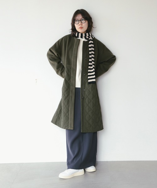 B:MING by BEAMS（ビーミングバイビームス）の「ドッキング コート（ノーカラーコート・レディース・オリーブ/ブラック/ホワイト系その他5・MEDIUM/SMALL）」の22枚目の写真