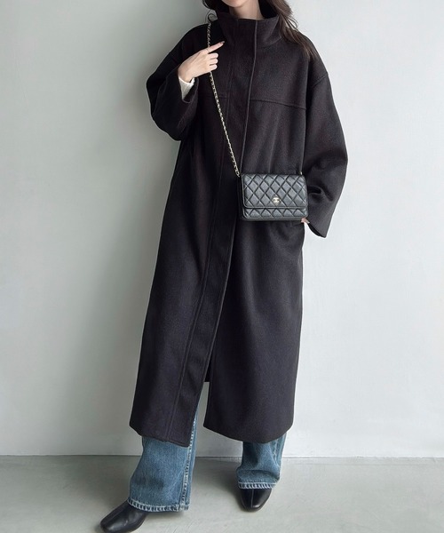 Meiru(メイル)の「スタンドカラーロングコート(その他アウター・レディース・グレー/ブラック/チャコール・LARGE/MEDIUM/SMALL)」の5枚目の写真