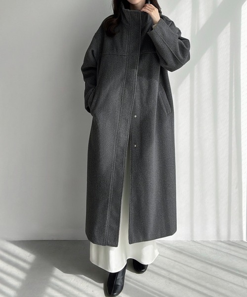 Meiru(メイル)の「スタンドカラーロングコート(その他アウター・レディース・グレー/ブラック/チャコール・LARGE/MEDIUM/SMALL)」の9枚目の写真