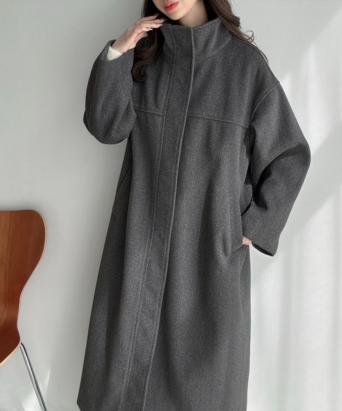 Meiru(メイル)の「スタンドカラーロングコート(その他アウター・レディース・グレー/ブラック/チャコール・LARGE/MEDIUM/SMALL)」の10枚目の写真