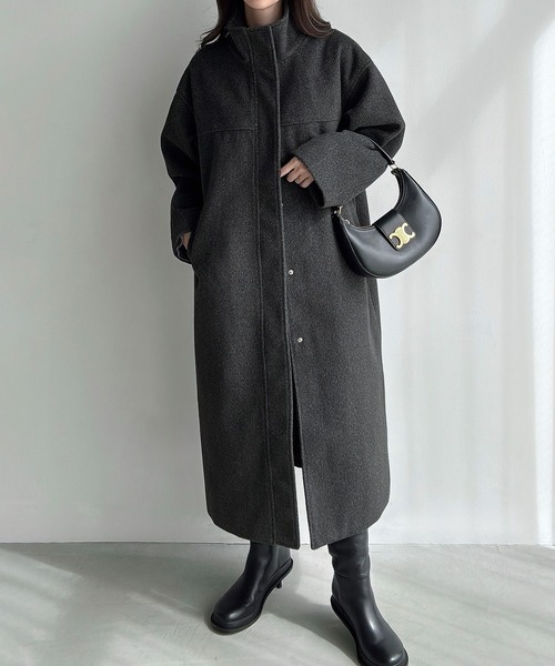 Meiru(メイル)の「スタンドカラーロングコート(その他アウター・レディース・グレー/ブラック/チャコール・LARGE/MEDIUM/SMALL)」の11枚目の写真