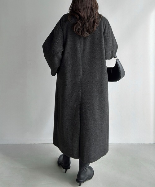 Meiru(メイル)の「スタンドカラーロングコート(その他アウター・レディース・グレー/ブラック/チャコール・LARGE/MEDIUM/SMALL)」の13枚目の写真